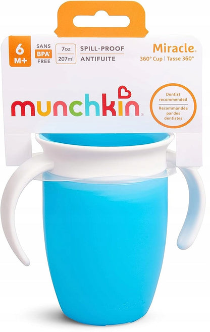 MUNCHKIN Miracle kubek 360 6msc+ 207ml niebieski, niekapek z uchwytami, BPA free