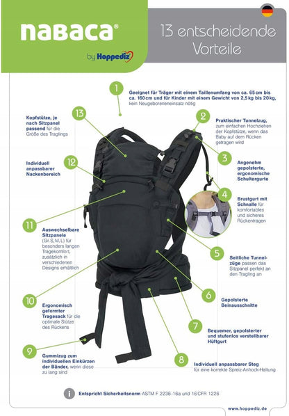 HOPPEDIZ NABACA portabebés ergonómico set básico