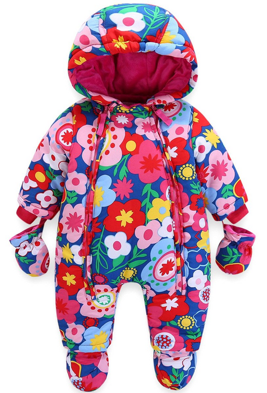 JIAMY mono de invierno con capucha 18-24 meses + guantes y botines para bebés
