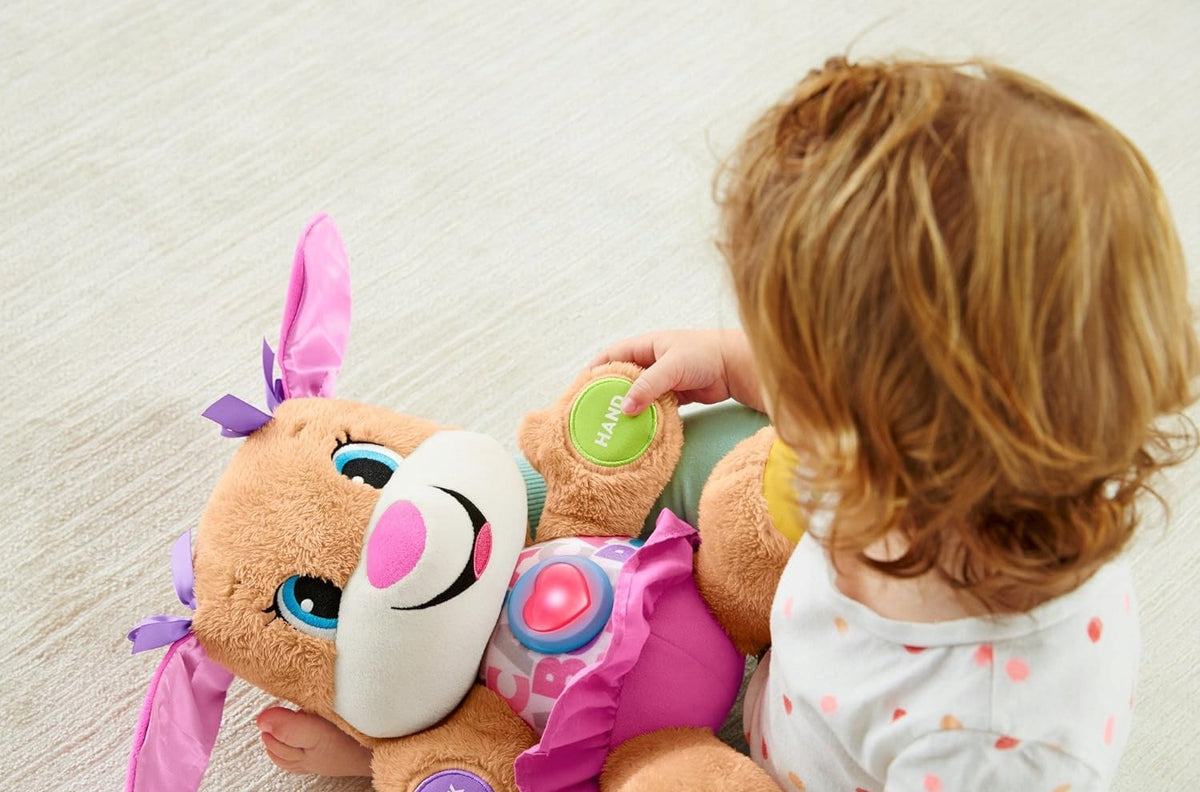 FISHER-PRICE FPP53 siostra szczeniaczka uczniaczka j. niemiecki, różowa zabawka interaktywna dla dziecka 6 m+