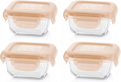 MINILAND NaturSquare recipientes de vidrio para alimentos 160 ml 4 unidades CONEJO