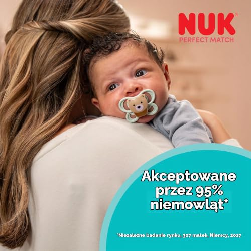 NUK Perfect Match Air Night smoczki uspokajające 0-6m x2 ŚWIECĄCE, akceptowane przez 95% niemowląt