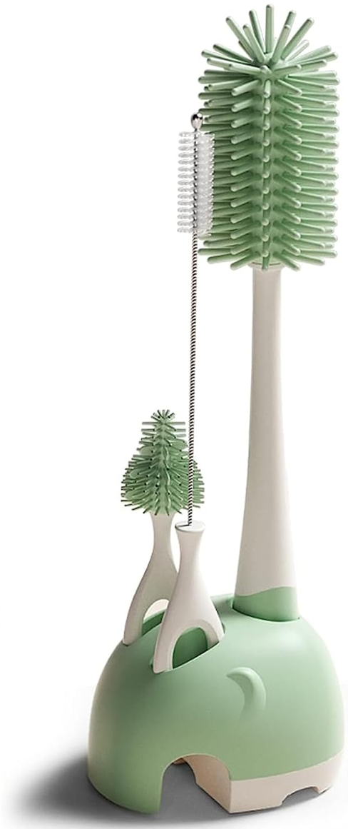 BEBAMOUR set 3 en 1 cepillos de silicona para limpiar biberones, chupetes y pajitas 32cm