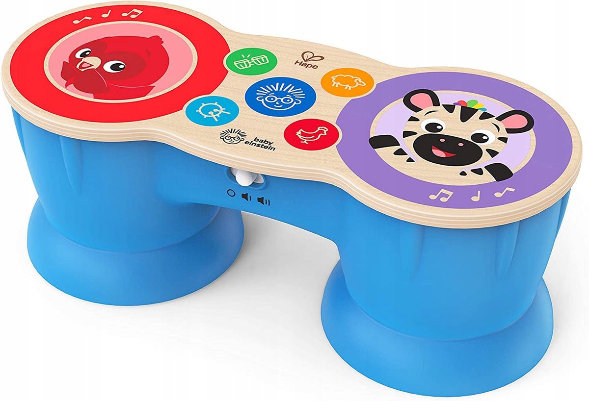 HAPE Magic Touch drewniane BONGO dotykowe, kolorowe bongo dla dzieci 6 m+ z technologią Magic Touch