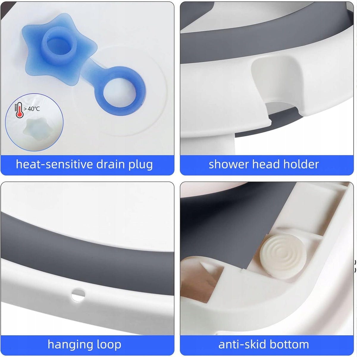 GLENMORE bañera plegable para bebé con desagüe