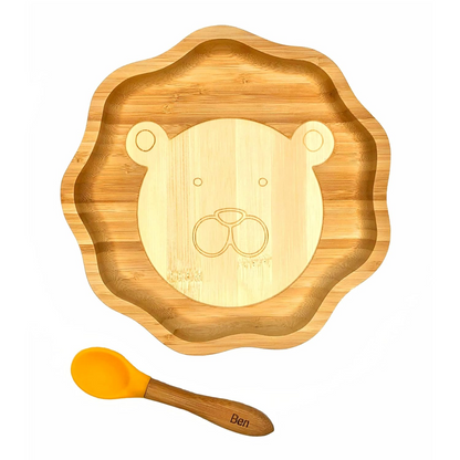 KLEINER FUCHS plato de bambú con ventosa + cuchara
