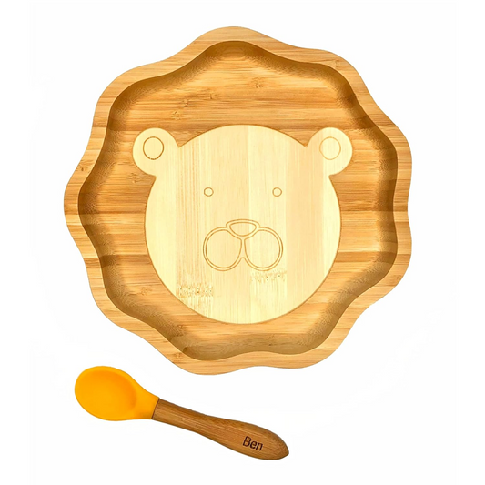 KLEINER FUCHS plato de bambú con ventosa + cuchara