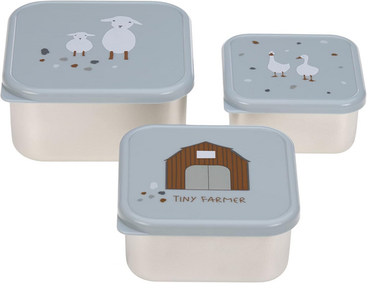 LASSIG Snackbox set de cajas de acero para snacks x3
