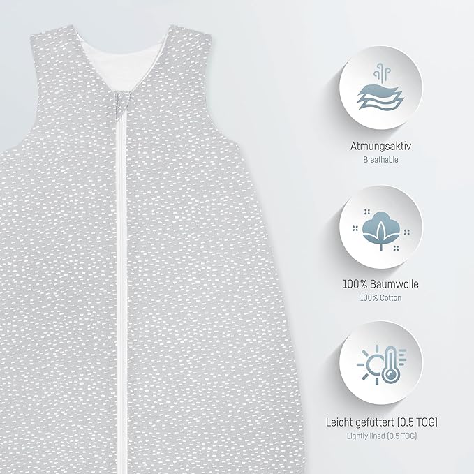 JULIUS ZOLLNER saco de dormir de verano 0,5 TOG 80/86 cm JERSEY