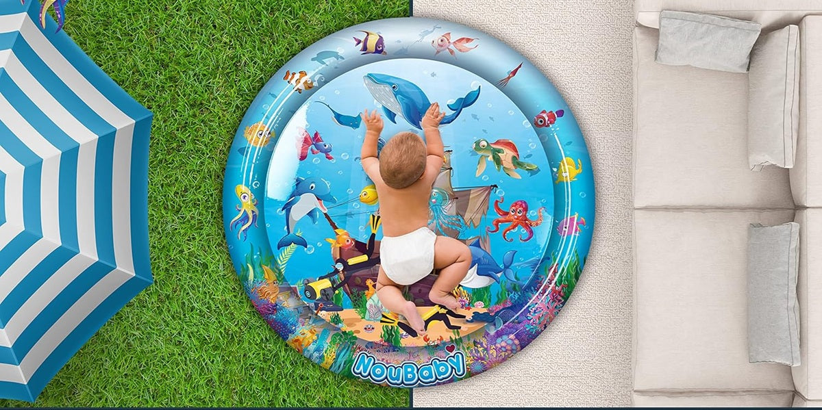 NOUBABY XXL alfombra de agua para jugar boca abajo 100 cm OCÉANO