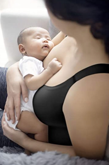 MEDELA top z biustonoszem do karmienia L, czarny top do karmienia z dzieckiem i zintegrowanym biustonoszem