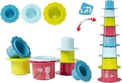SOPHIE LA GIRAFE set de regalo rodillo teléfono vasos 10 piezas