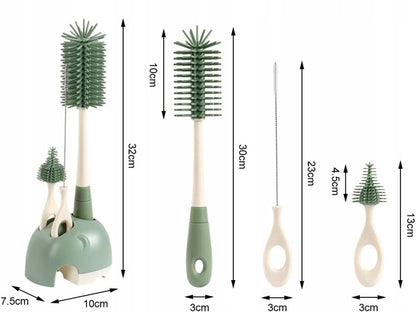 VICLOON set 3 en 1 cepillos de silicona para limpiar biberones, chupetes y pajitas 32cm