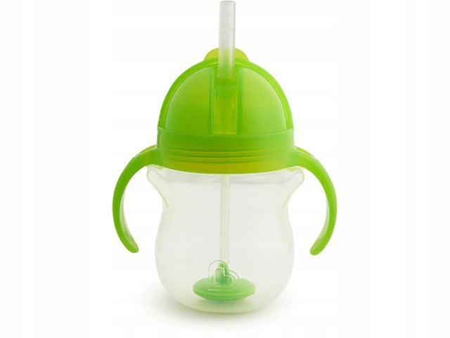 MUNCHKIN Tip&Sip kubek niekapek 6msc+ 207ml obciążona słomka, zielony kubek dla dzieci