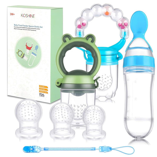 KOSHINE chupete para frutas 2 piezas 5 boquillas + cuchara 125 ml y cadena