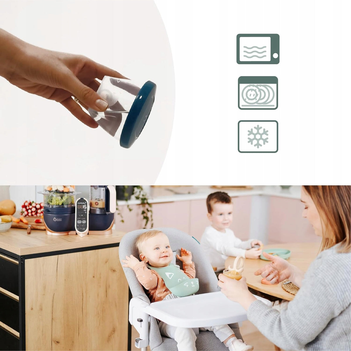 BABYMOOV Babybols pojemniki 6 x 180 ml, hermetyczne, transparentne pojemniki do przechowywania i mrożenia żywności