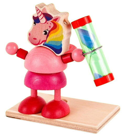 HESS reloj de arena de madera para cepillarse los dientes con soporte para cepillo UNICORNIO