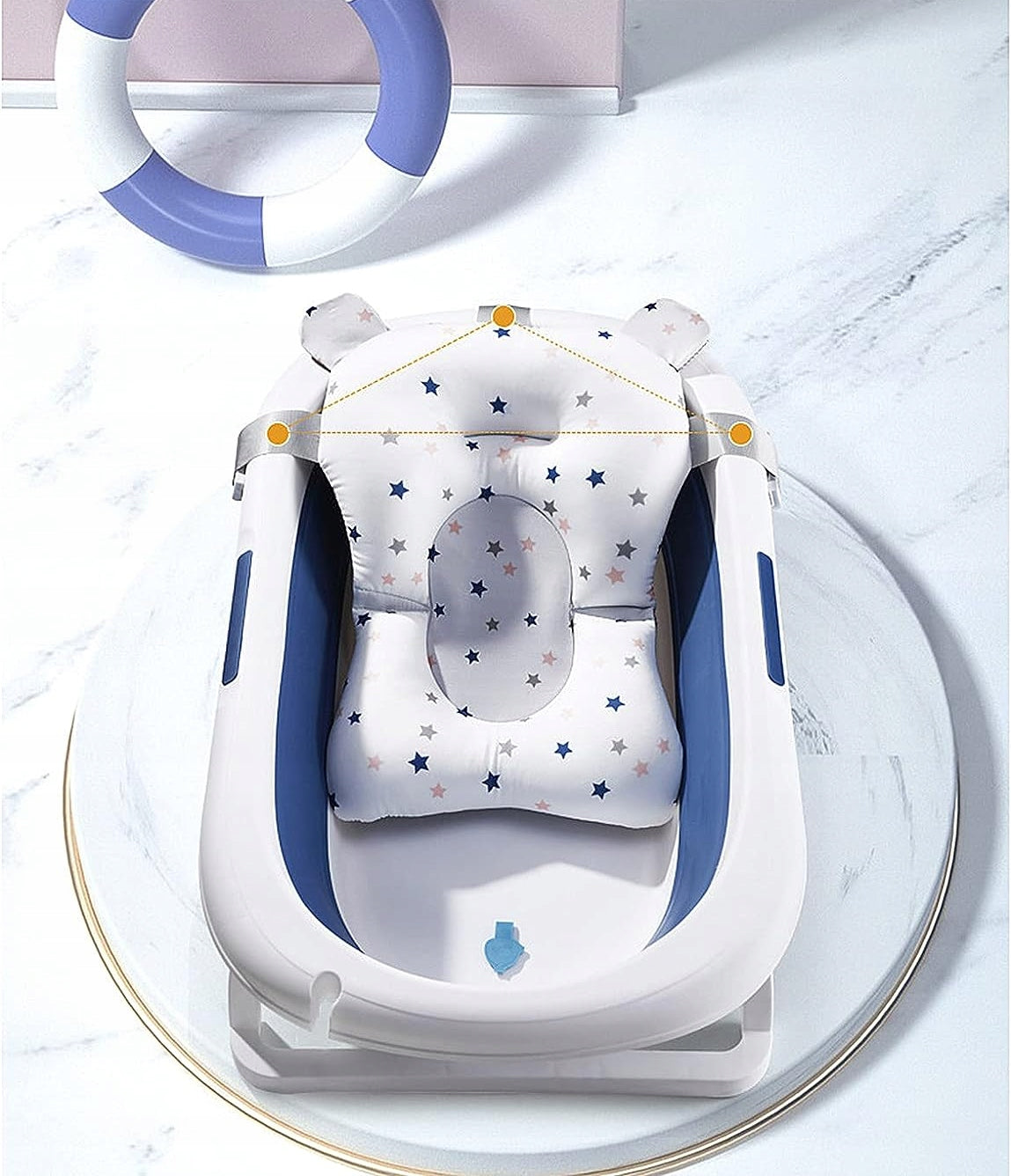 GLENMORE bañera plegable para bebé con desagüe e inserto