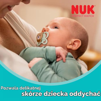 NUK Perfect Match Air smoczki uspokajające 0-6m x2 dla niemowlęcia, miękki silikon i tarczka Air