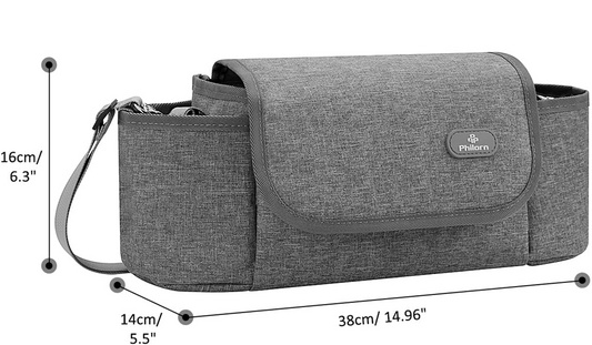 PHILORN bolsa para cochecito y bandolera 38 x 16 cm con cambiador