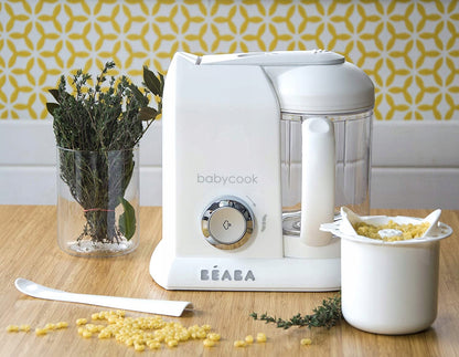 BEABA Babycook ROBOT KUCHENNY 4w1 parowar, mikser biały z akcesoriami i pojemnikiem do gotowania