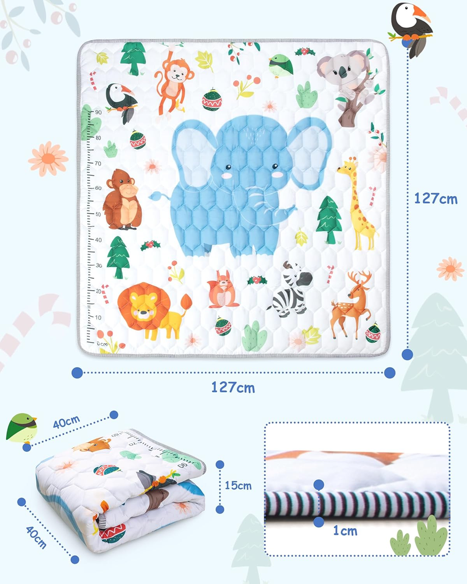 FUNSLAND alfombra de juegos para bebés con medidor de altura 127x127 cm