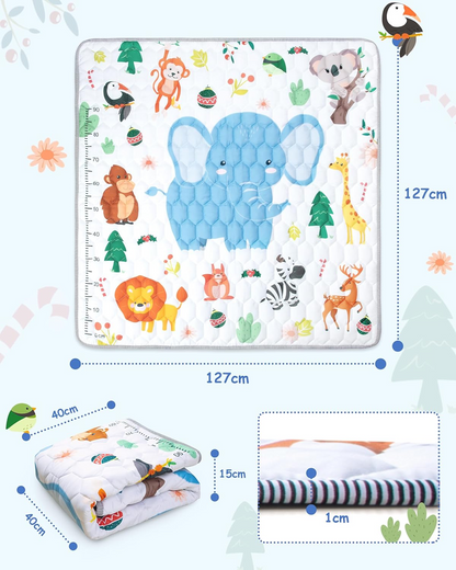 FUNSLAND alfombra de juegos para bebés con medidor de altura 127x127 cm