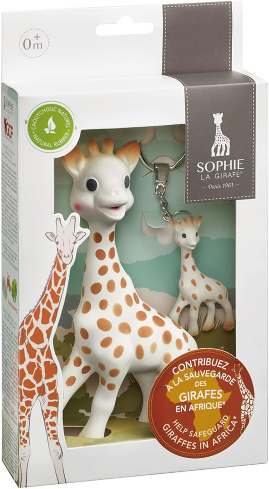 JIRAFA SOPHIE mordedor natural SO PURE 18CM + llavero