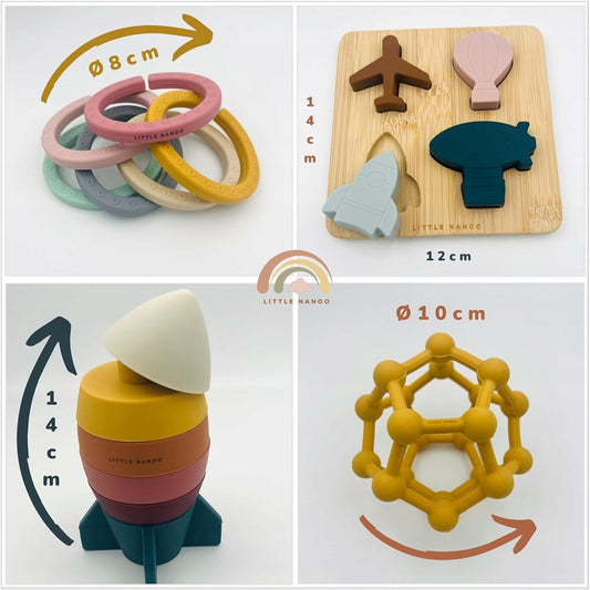 LITTLE NANOO set de juguetes sensoriales de silicona 18 unidades 6 m+
