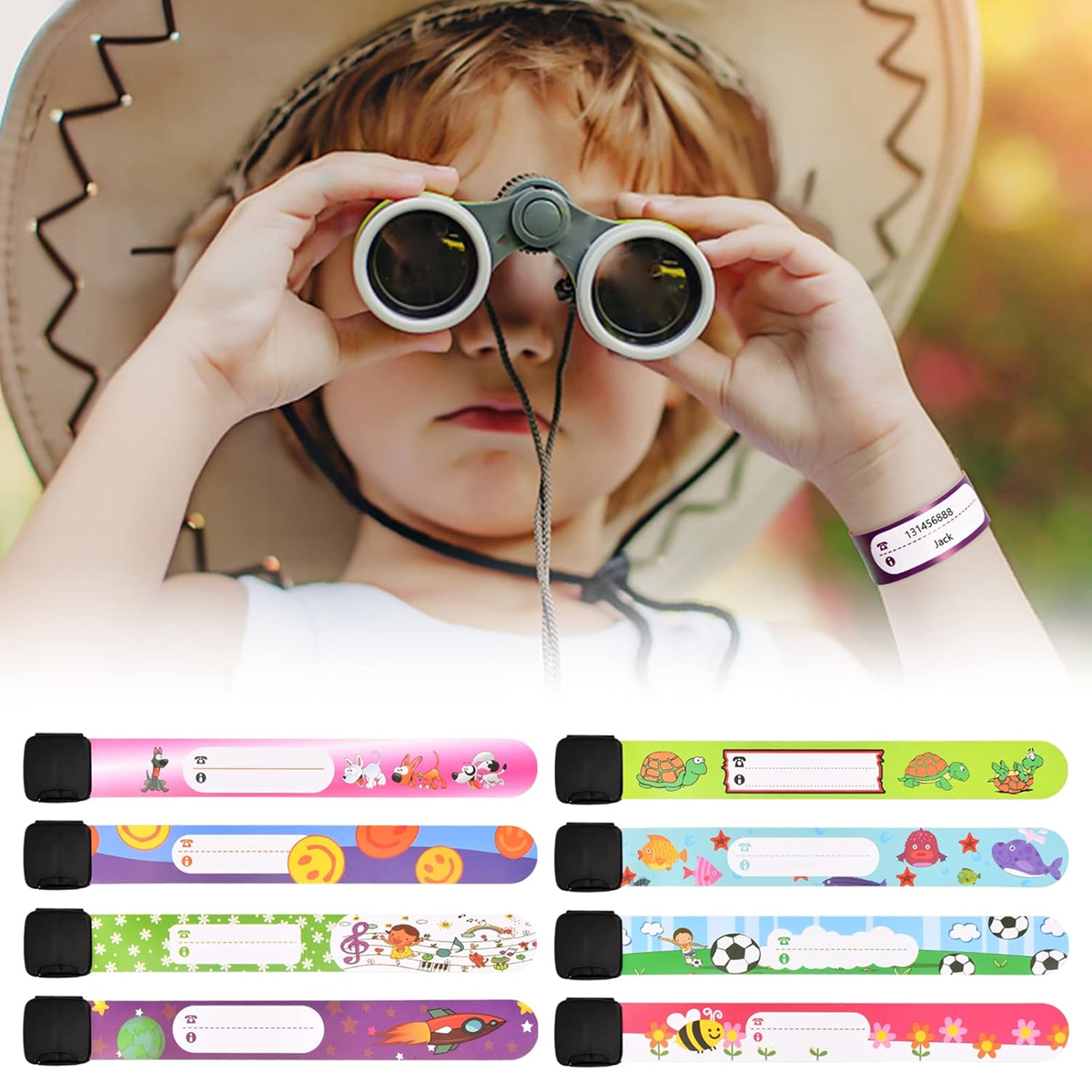 Pulseras SOS impermeables para niños, 6 unidades