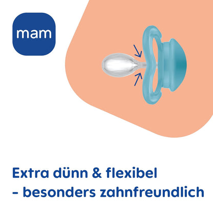 MAM Original smoczek uspokajający silikonowy x4 16m+ extra dünn & flexibel, besonders zahnfreundlich