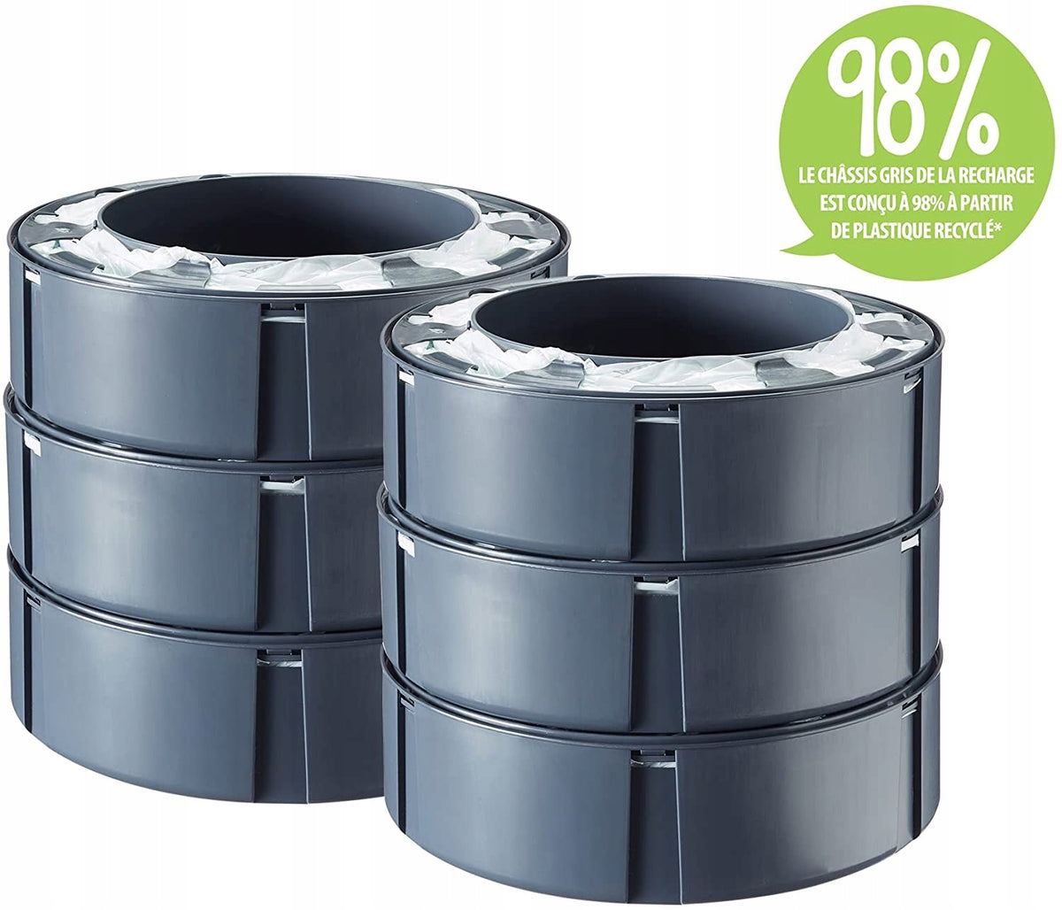 TOMMEE TIPPEE wkład SIMPLEE SANGENIC x6, szary, 98% z plastiku z recyklingu