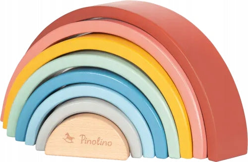 PINOLINO tęcza z drewna Ruby MONTESSORI 12m+ kolorowa drewniana tęcza dla dzieci 8 części