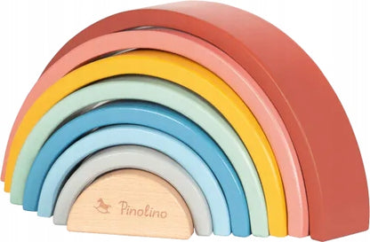 PINOLINO tęcza z drewna Ruby MONTESSORI 12m+ kolorowa drewniana tęcza dla dzieci 8 części
