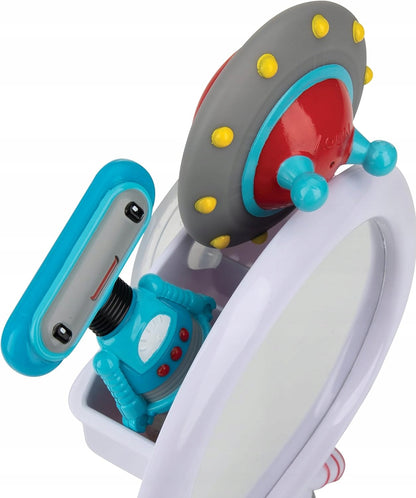 NUBY lusterko z przyssawką + 2 zabawki do kąpieli, białe, UFO z robotem i koszykiem