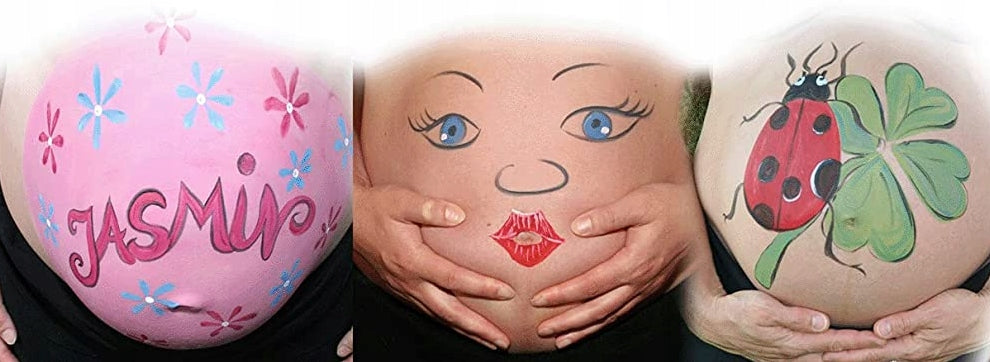 TAUSEND SCHON farbki do malowania brzucha x6, zestaw farb do body painting ciążowego z 22 pomysłami