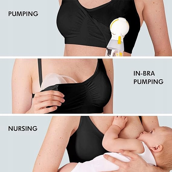 Medela sujetador 3 en 1 para lactancia y extracción de leche con almohadillas M
