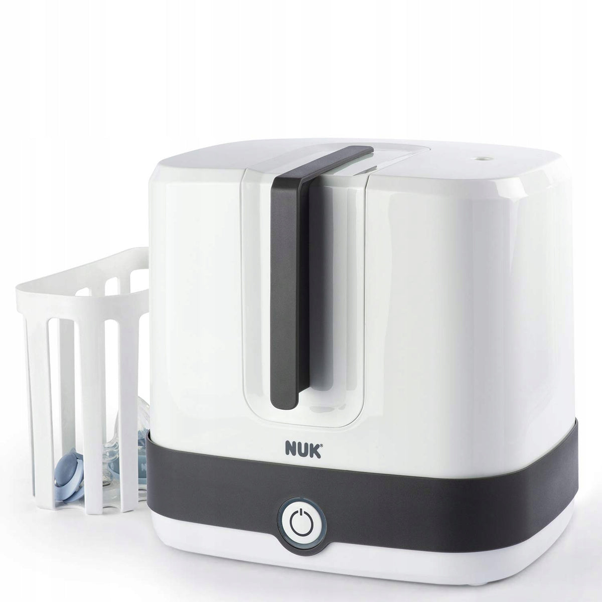 NUK Vario Express sterylizator parowy 6 minut 1 "O - biały sterylizator parowy do butelek z koszykiem