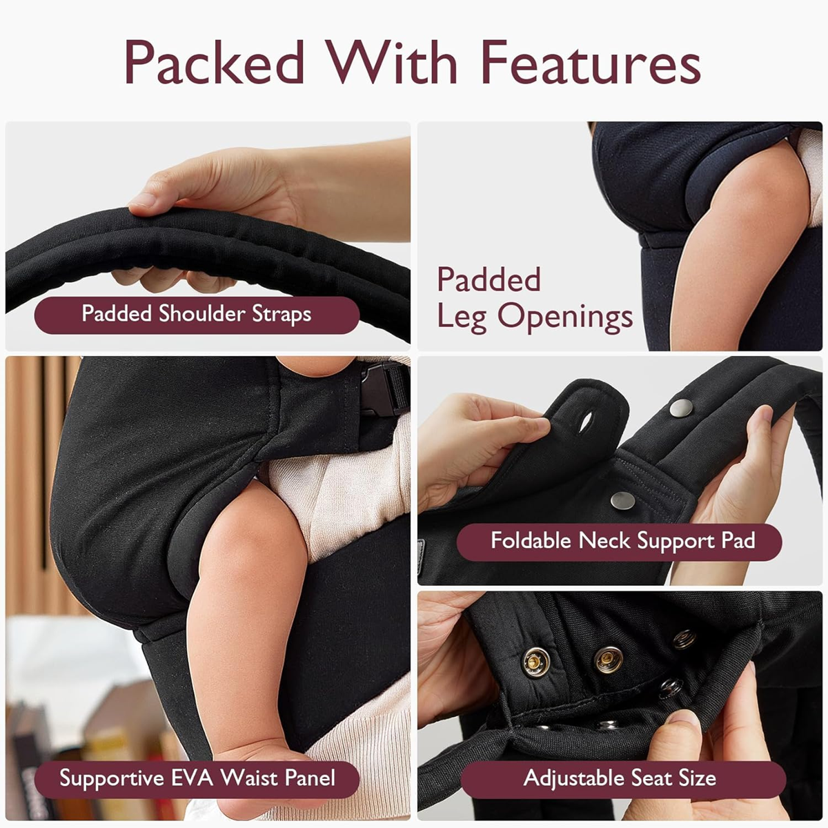 MOMCOZY portabebés ajustable para recién nacidos y bebés de 3 a 20 kg