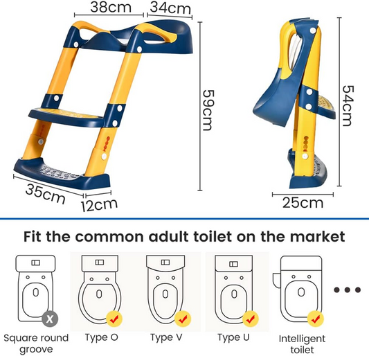 Adaptador de inodoro con escalones para niños