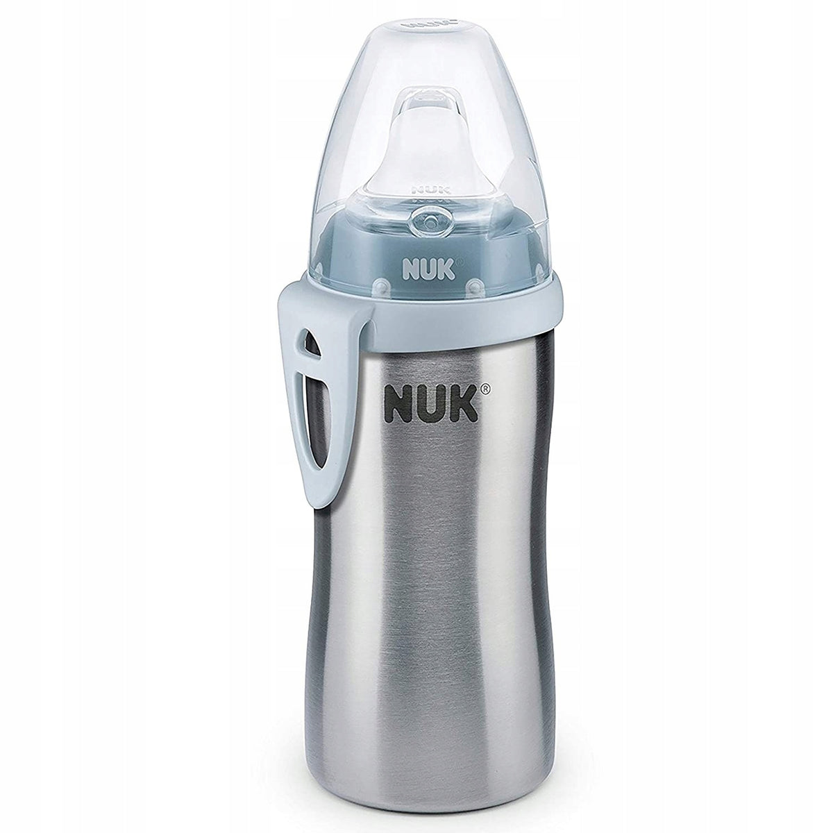 NUK Active Cup BUTELKA ZE STALI NIERDZEWNEJ 215 ml, pastelowy niebieski bidon dla dzieci 12m+