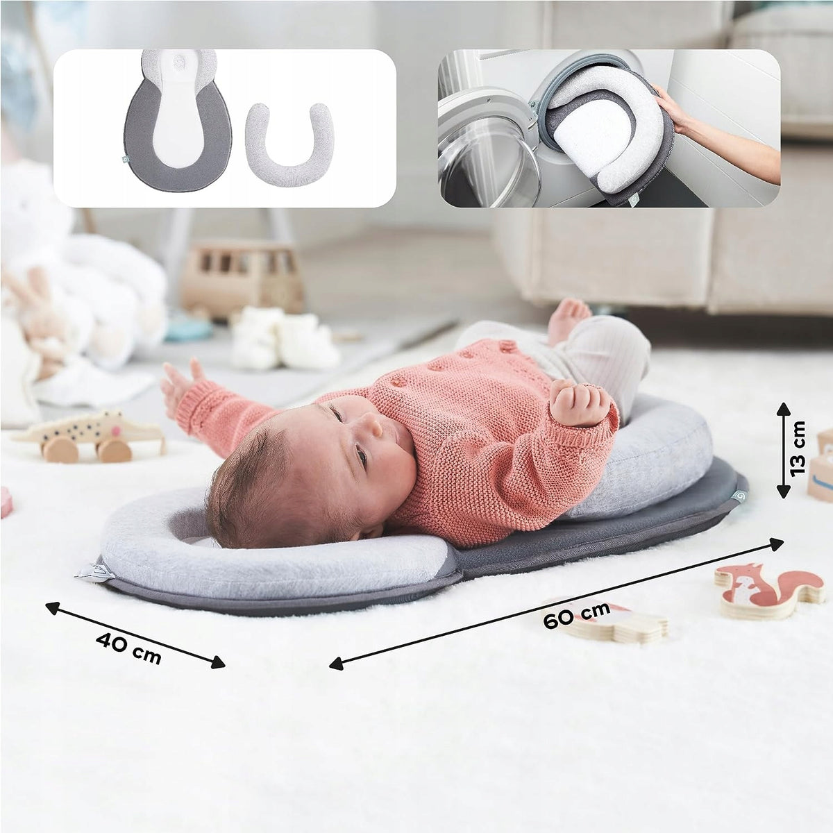 BABYMOOV cosydream poduszka stabilizator dla niemowląt 0+, podparcie pleców i główki, 60x40 cm