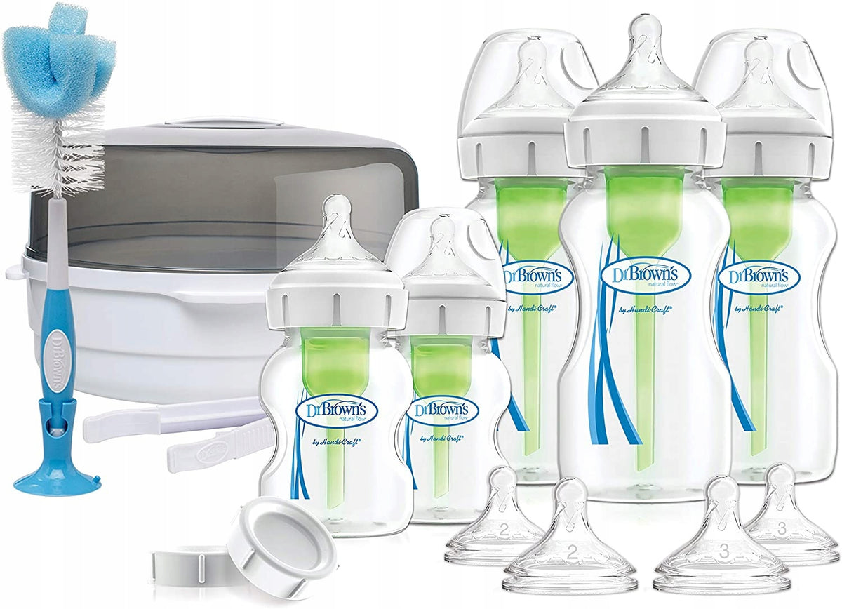 DR. BROWN'S set de inicio esterilizador para microondas con biberones y accesorios