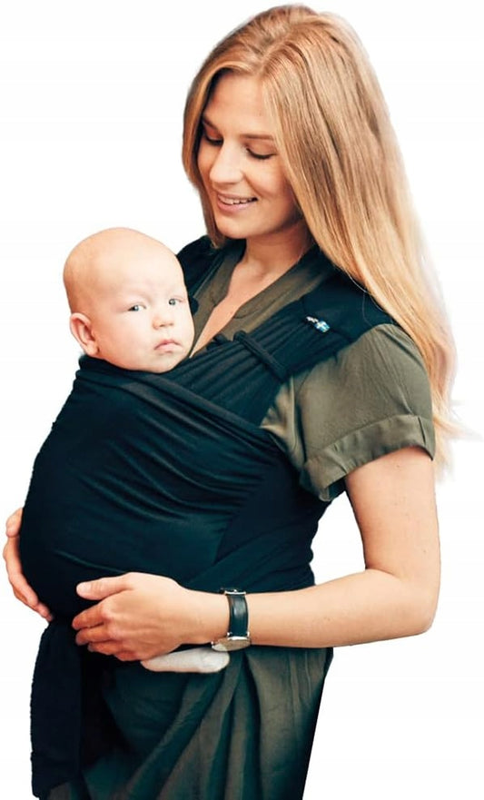 BEABA NAJELL WRAP chusta do noszenia dziecka 2w1 rozm. S/M, czarna, nosidełko dla niemowląt 0m+