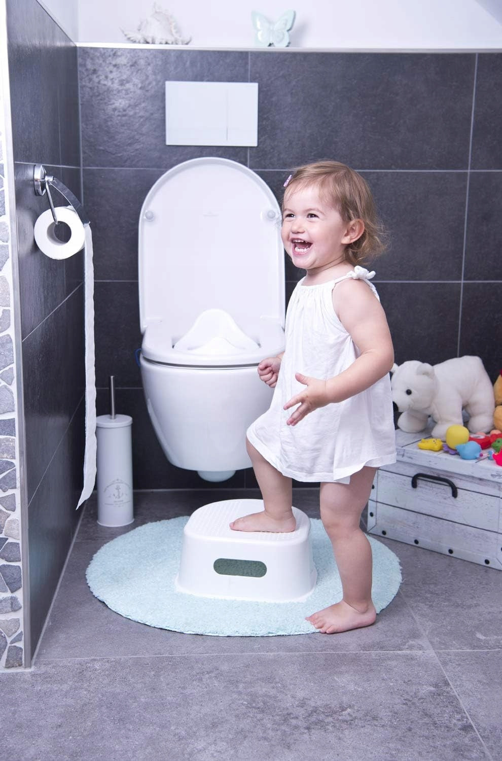 ROTHO Bella Bambina nakładka na sedes 24 m+ szara, anatomiczna nakładka do nauki korzystania z toalety