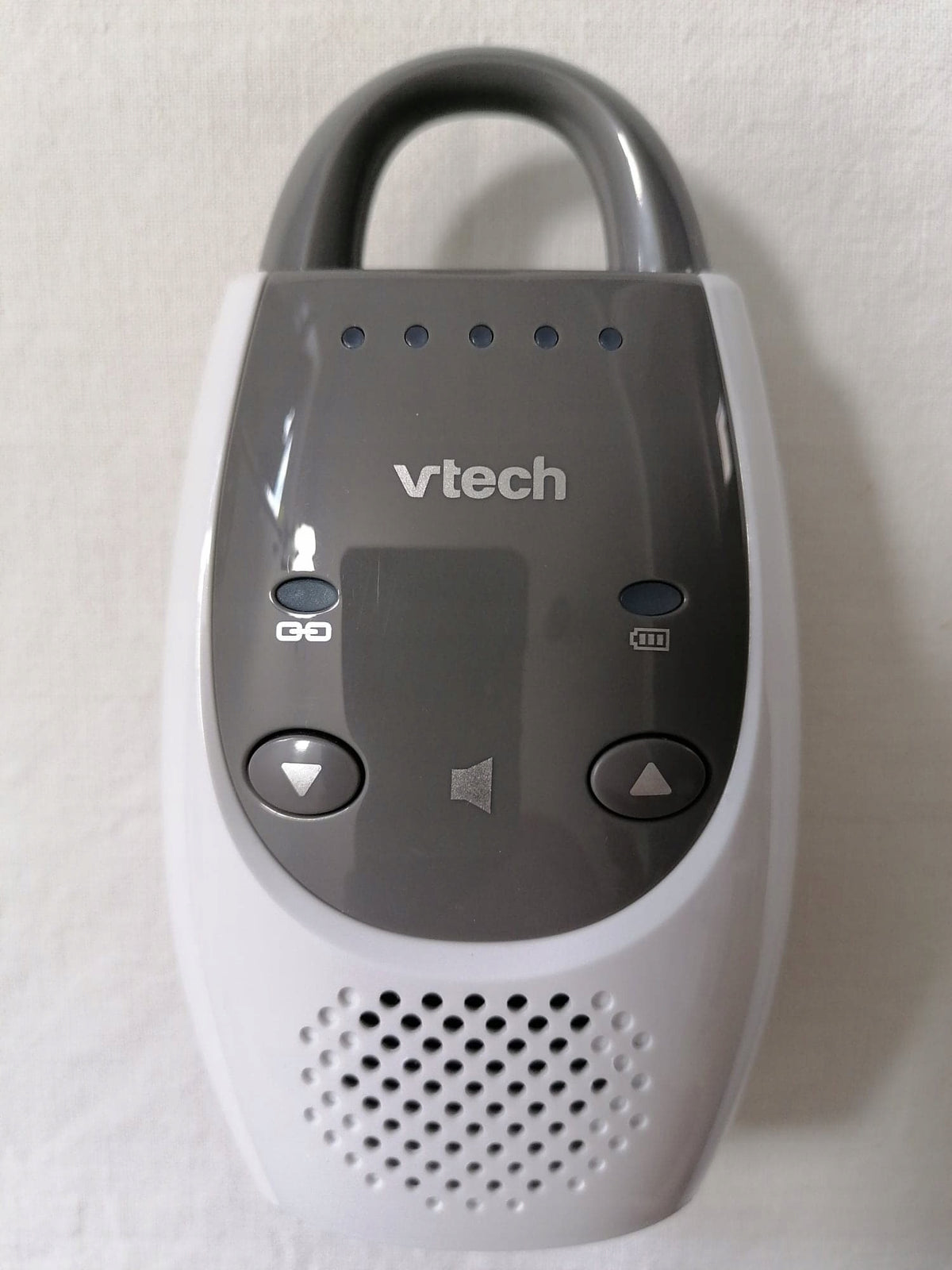 VTECH BM1100 cyfrowa niania elektroniczna DECT, szara jednostka rodzica z przyciskami i głośnikiem