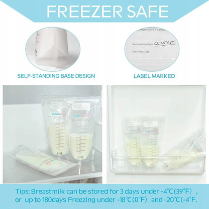 MOMCOZY Bolsas para almacenamiento de leche materna 50 unidades