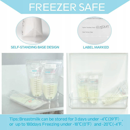 MOMCOZY Bolsas para almacenamiento de leche materna 50 unidades