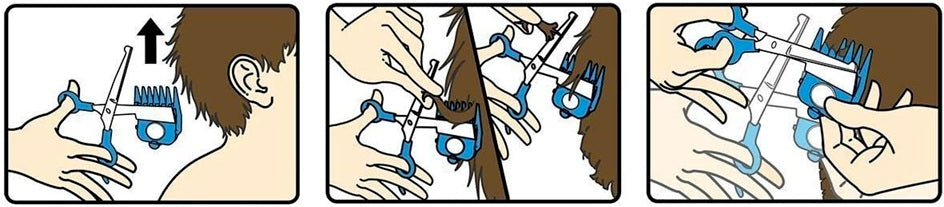 CALMING CLIPPER tijeras para cabello + 9 peines guía y delantal