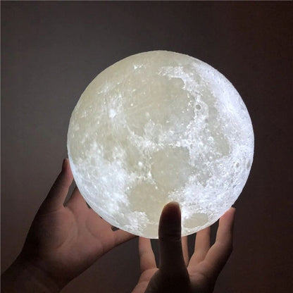 COMOKIN lampka nocna księżyc 16 kolorów + pilot, biała lampka LED 15 cm z pilotem i podstawą